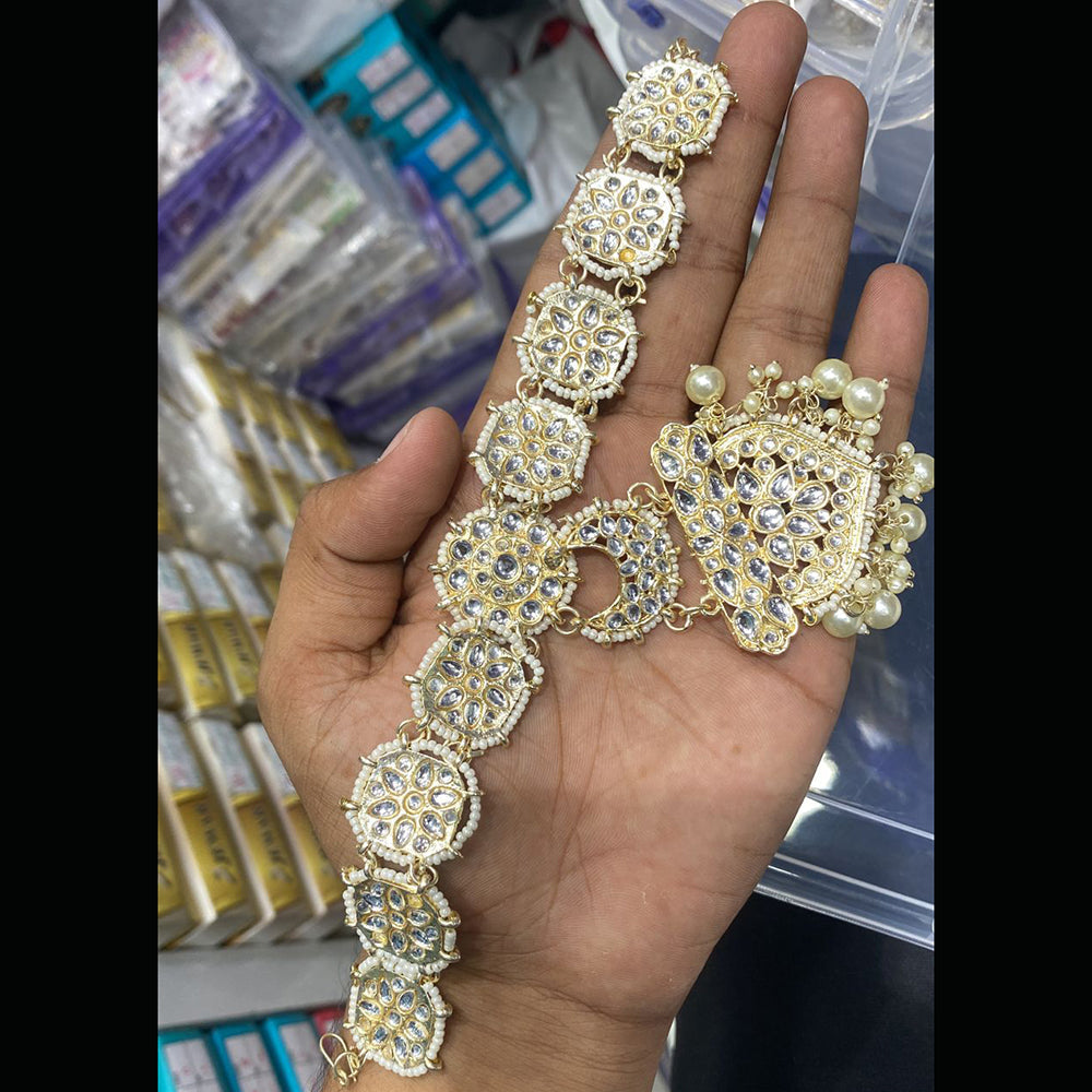 SNERA Gold Plated Kundan & Pearl  Sheeshphool / Headband For Women - 11151053