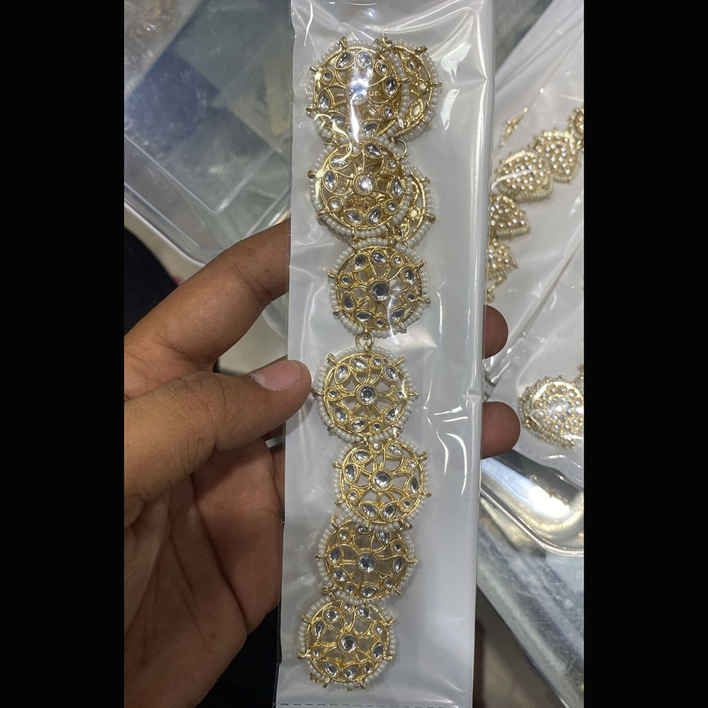 SNERA Gold Plated Kundan & Pearl  Sheeshphool / Headband For Women - 11151056