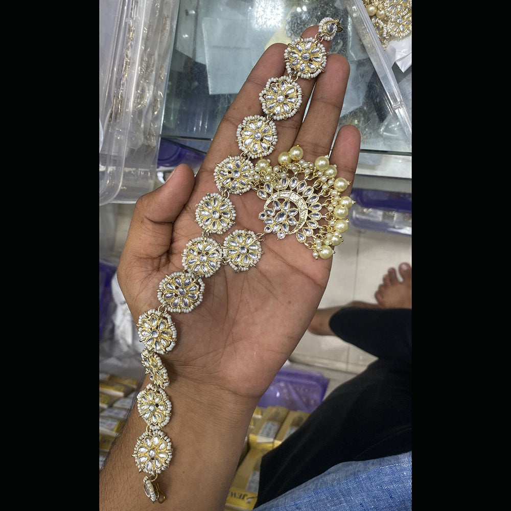 SNERA Gold Plated Kundan & Pearl  Sheeshphool / Headband For Women - 11151058