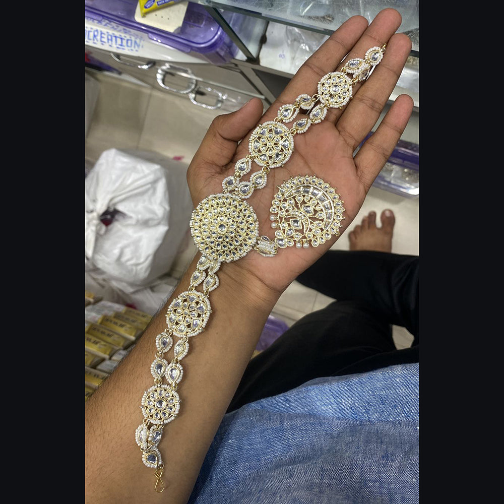 SNERA Gold Plated Kundan & Pearl  Sheeshphool / Headband For Women - 11151061