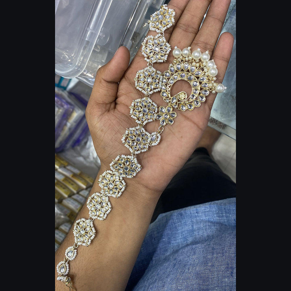 SNERA Gold Plated Kundan & Pearl  Sheeshphool / Headband For Women - 11151062