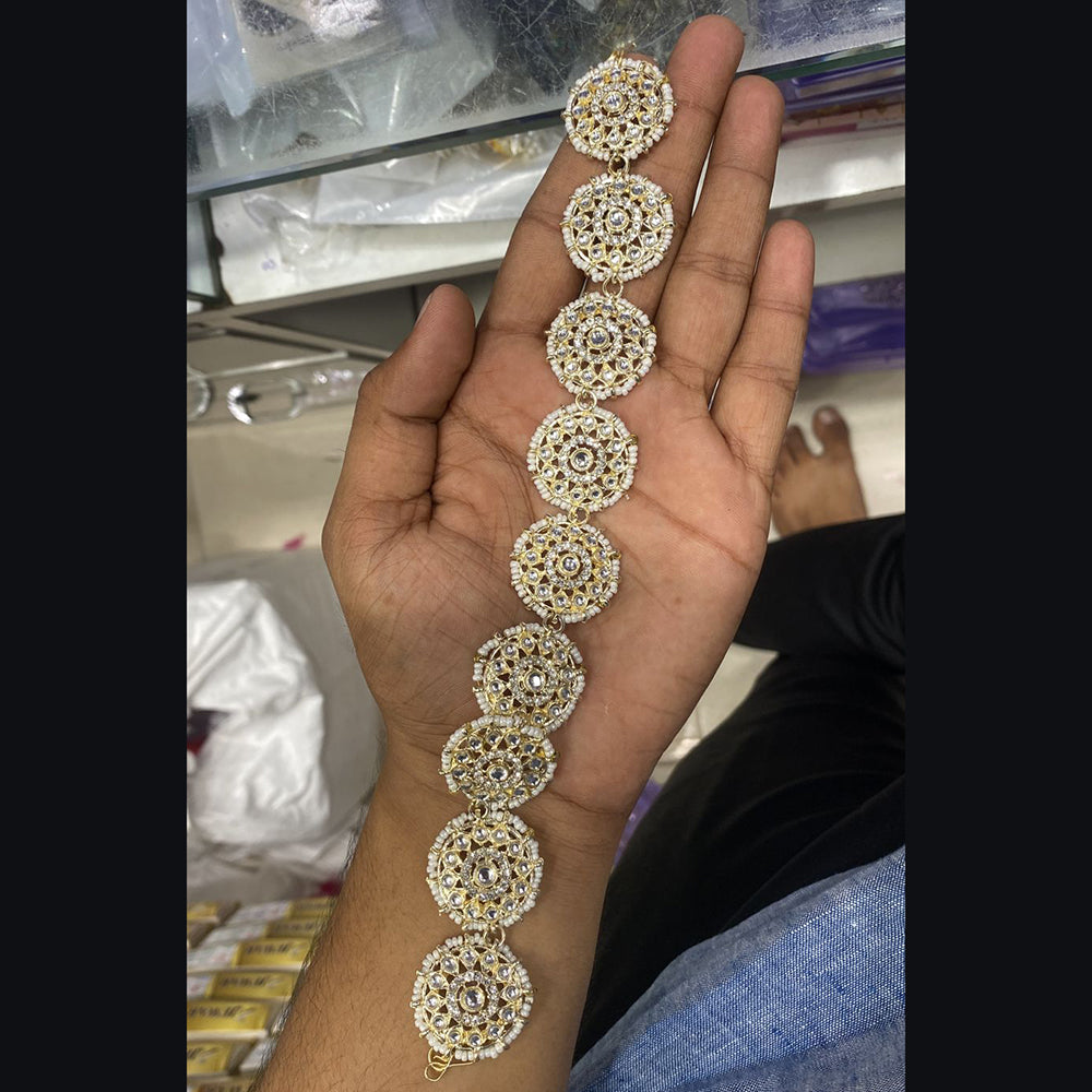 SNERA Gold Plated Kundan & Pearl  Sheeshphool / Headband For Women - 11151064
