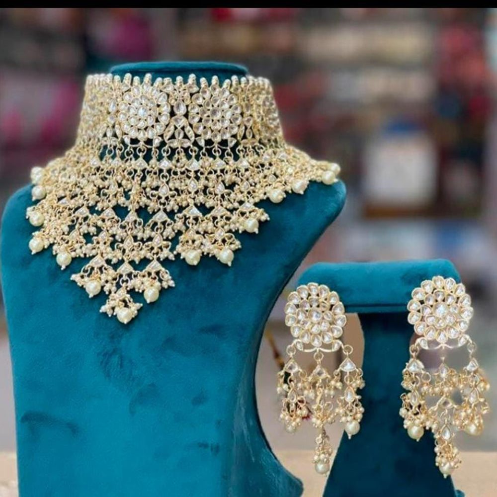 SNERA Gold Plated Kundan Stone Necklace Set