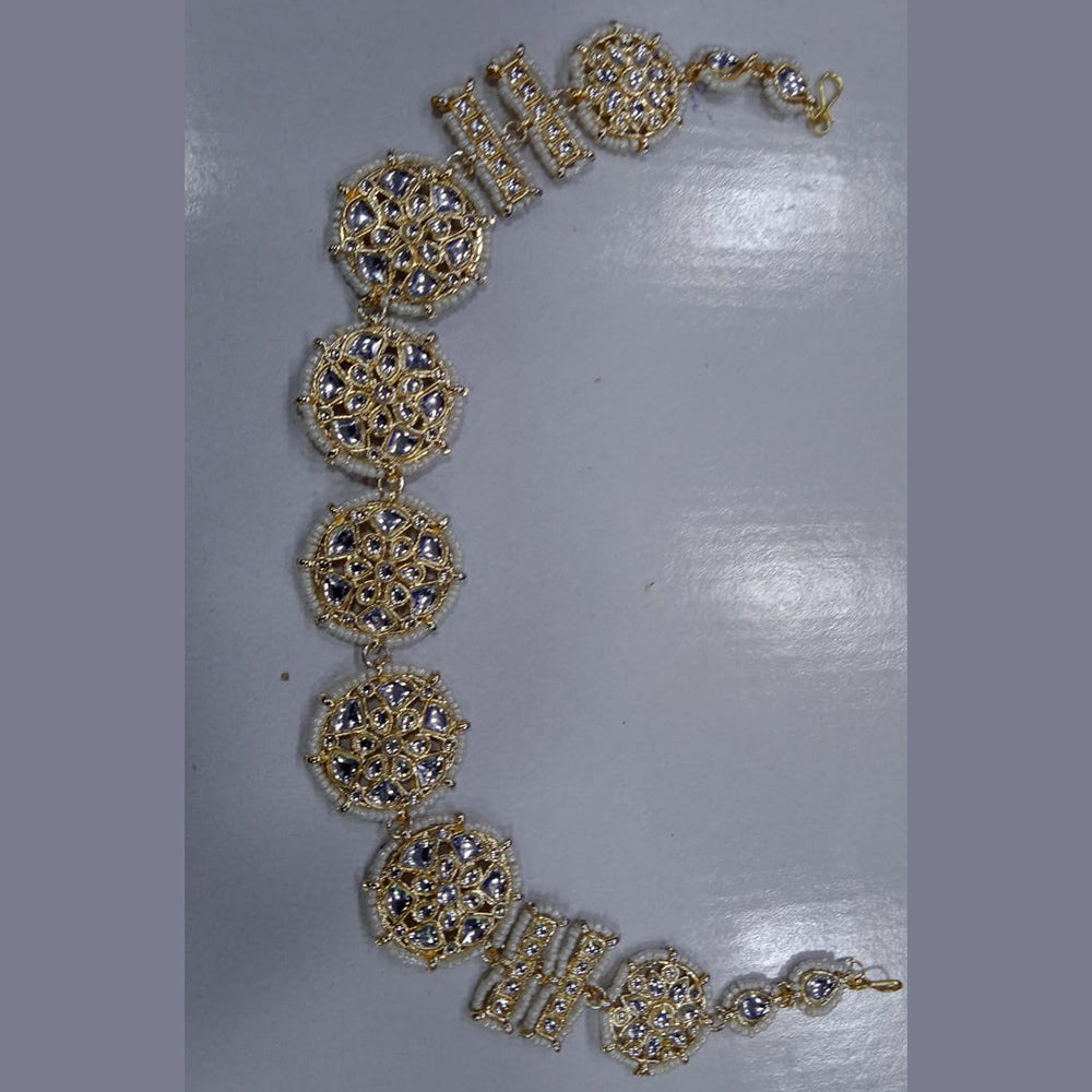 SNERA Gold Plated Kundan & Pearl  Sheeshphool / Headband For Women - 11151064