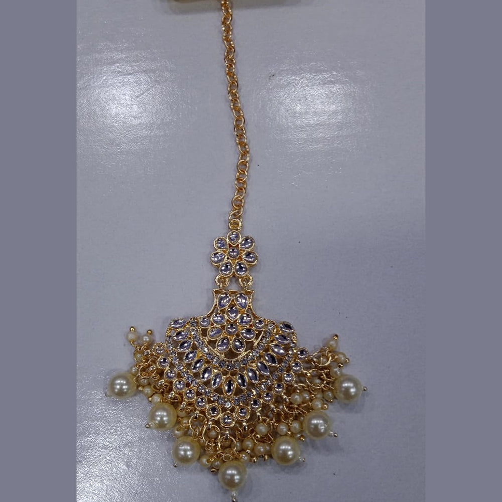 SNERA Gold Plated Kundan Stone & Pearl  Maang Tikka