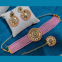 SNERA Gold Plated Mirror & Beads Necklace Set