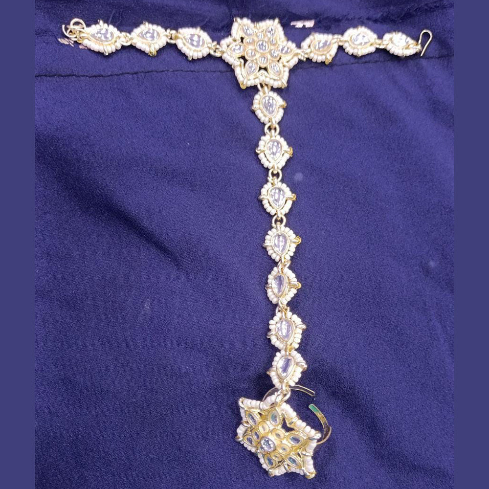 SNERA Gold Plated Kundan Stone Chain Hand Panja