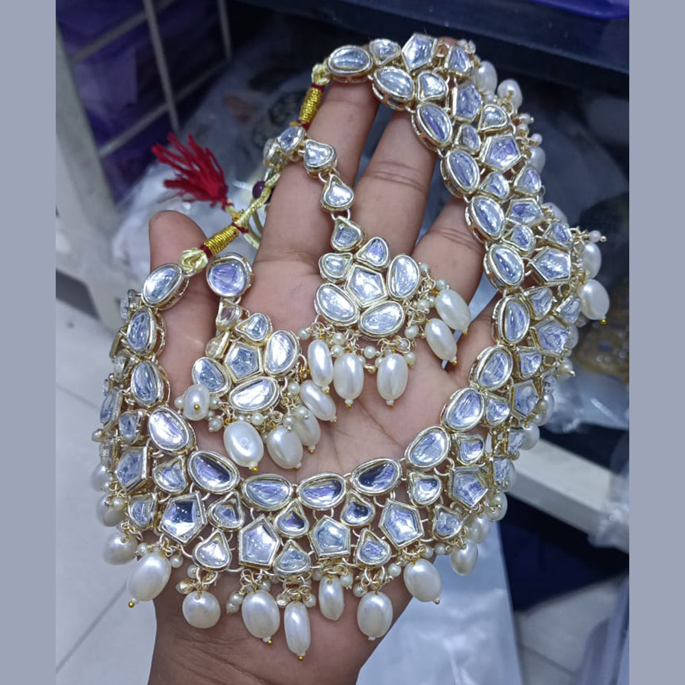 SNERA Gold Plated Kundan Stone Choker Necklace Set