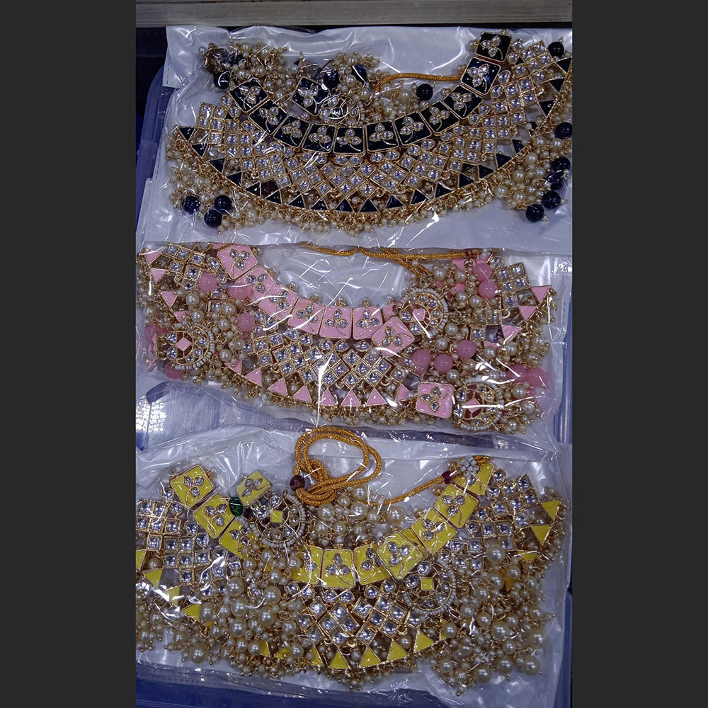 SNERA Gold Plated Kundan Stone And Beads Necklace Set