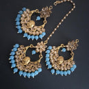 SNERA Gold Plated designer Kundan Stone Dangler Earrings With Maang Tikka