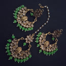 SNERA Gold Plated designer Kundan Stone Dangler Earrings With Maang Tikka