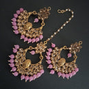 SNERA Gold Plated designer Kundan Stone Dangler Earrings With Maang Tikka