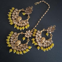 SNERA Gold Plated designer Kundan Stone Dangler Earrings With Maang Tikka