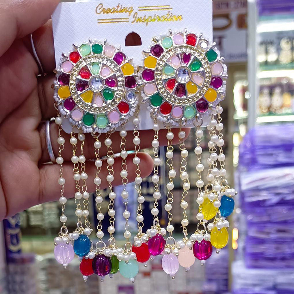 SNERA Gold Plated designer Pota Stone Dangler Earrings