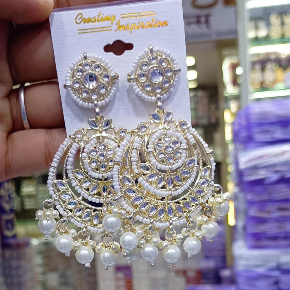 SNERA Gold Plated designer Kundan Stone Dangler Earrings