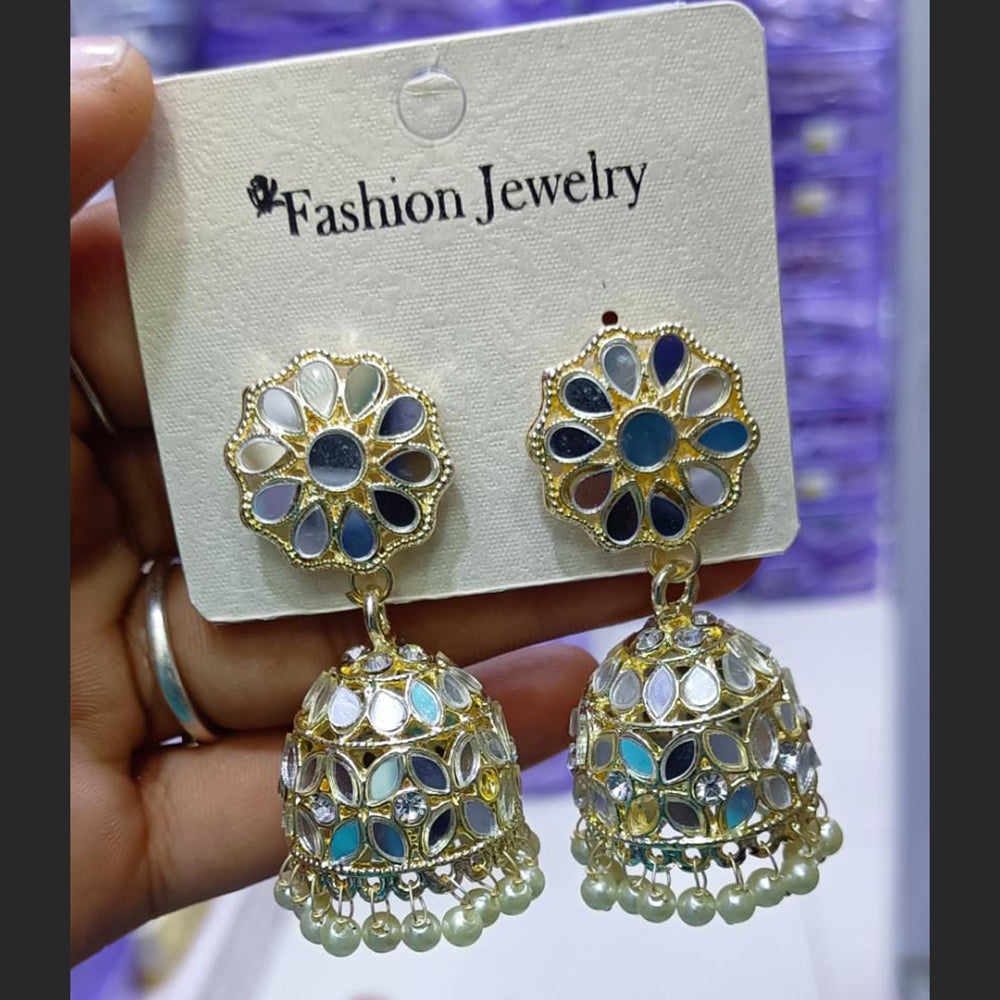 SNERA Gold Plated designer Mirror Jhumkis Earrings