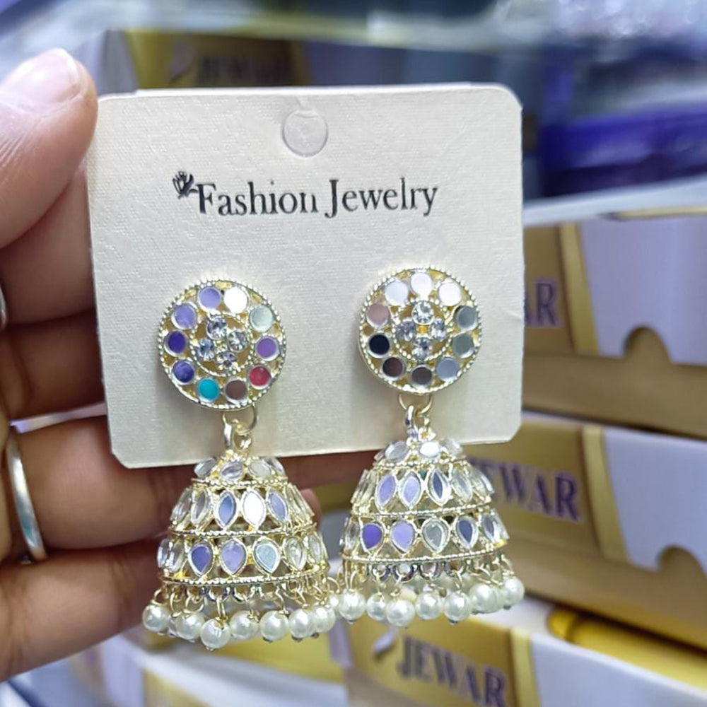 SNERA Gold Plated designer Mirror Jhumkis Earrings
