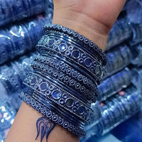 SNERA Silver & Black Plated Mirror Bangle Set