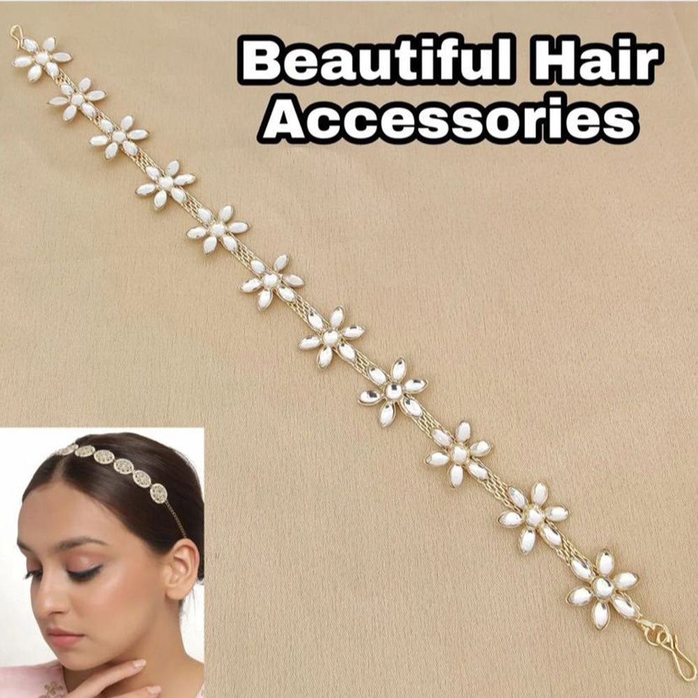 SNERA Gold Plated Kundan Sheeshphool / Headband For Women