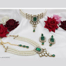 SNERA Gold Plated Crystal Stone Double Necklace Set