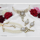 SNERA Gold Plated Crystal Stone Double Necklace Set