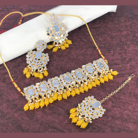 SNERA Gold Plated Mirror & Beads Choker Necklace Set