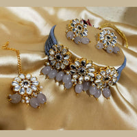 SNERA Gold Plated Kundan & Beads Choker Necklace Set