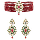 SNERA Gold Plated Kundan & Beads Choker Necklace Set