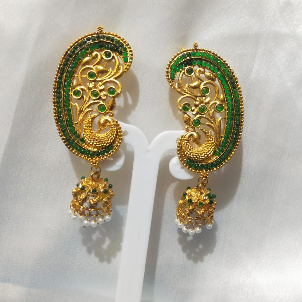 SNERA Gold Plated Pota Stone Jhumkis Earrings
