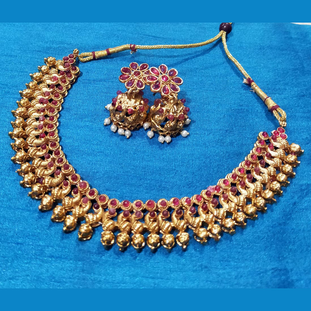 SNERA Gold Plated Pota Stone Choker Necklace Set