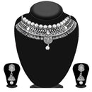 Kriaa Silver Plated Austrian Stone And Kundan Oxidised Choker Necklace Set - 1115310