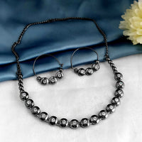 Kriaa Black Plated Marcasite Necklace Set