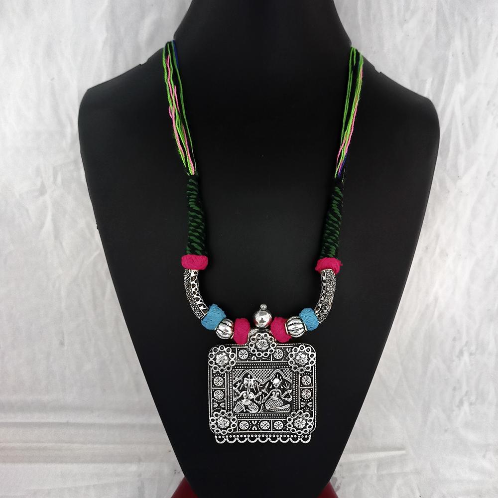 Jeweljunk Oxidised Plated Multicolor Multi Thread Necklace  - 1115604D