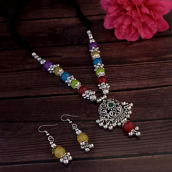 Jeweljunk Navratri Special Oxidised Plated Multicolour Necklace set