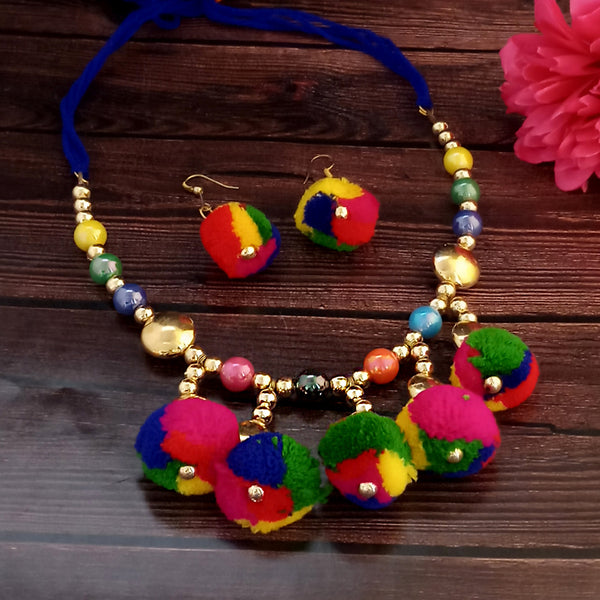 Jeweljunk Navratri Special Multicolour Pom Pom Necklace set