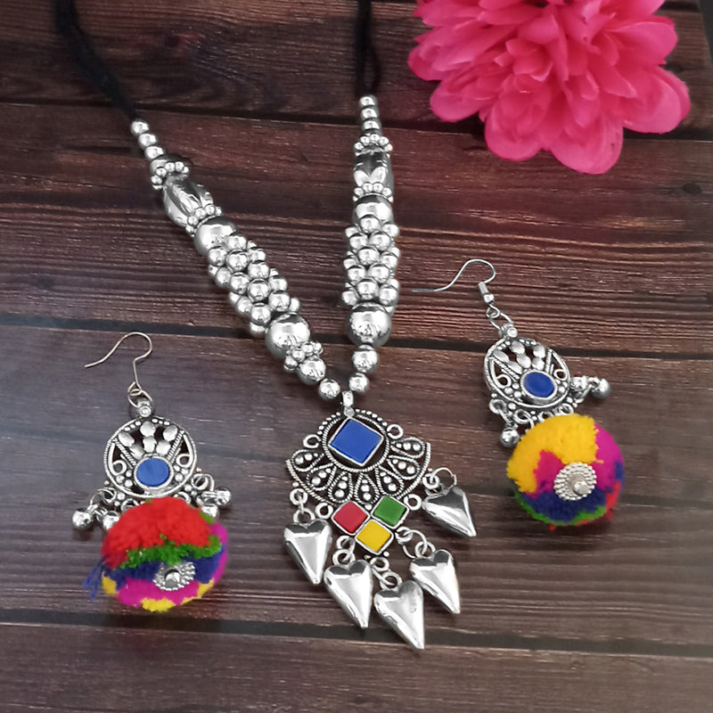 Jeweljunk Navratri Special Oxidised Plated Multicolour Necklace set