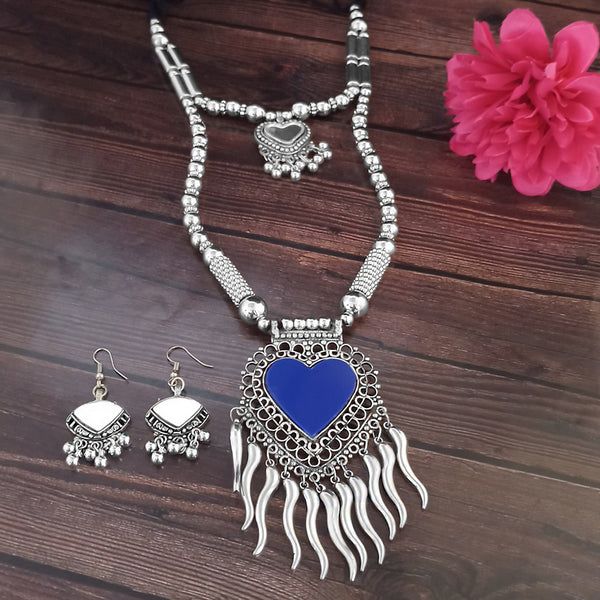 Jeweljunk Navratri Special Oxidised Plated Two Layer Necklace set