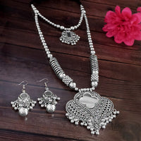 Jeweljunk Navratri Special Oxidised Plated Two Layer Necklace set