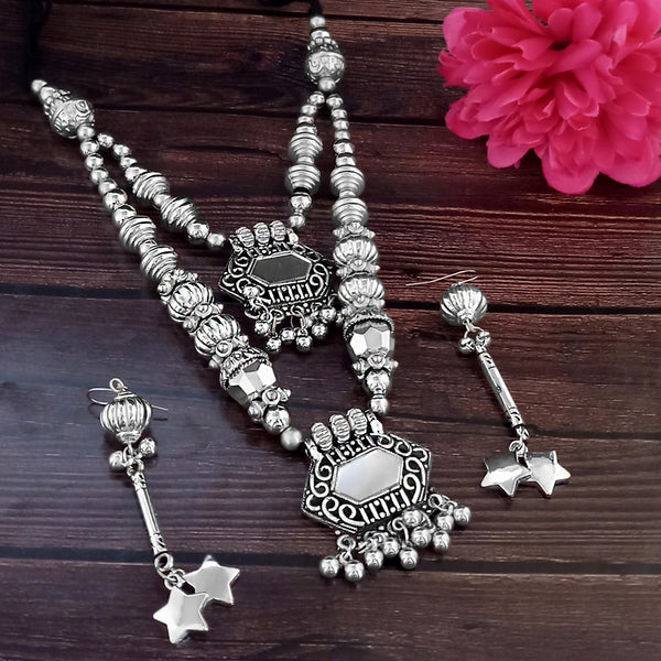 Jeweljunk Navratri Special Oxidised Plated Two Layer Necklace set