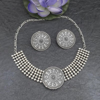 Jinu Arts Oxidised Plated Choker Necklace Set - 1115906