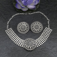 Jinu Arts Oxidised Plated Choker Necklace Set - 1115907