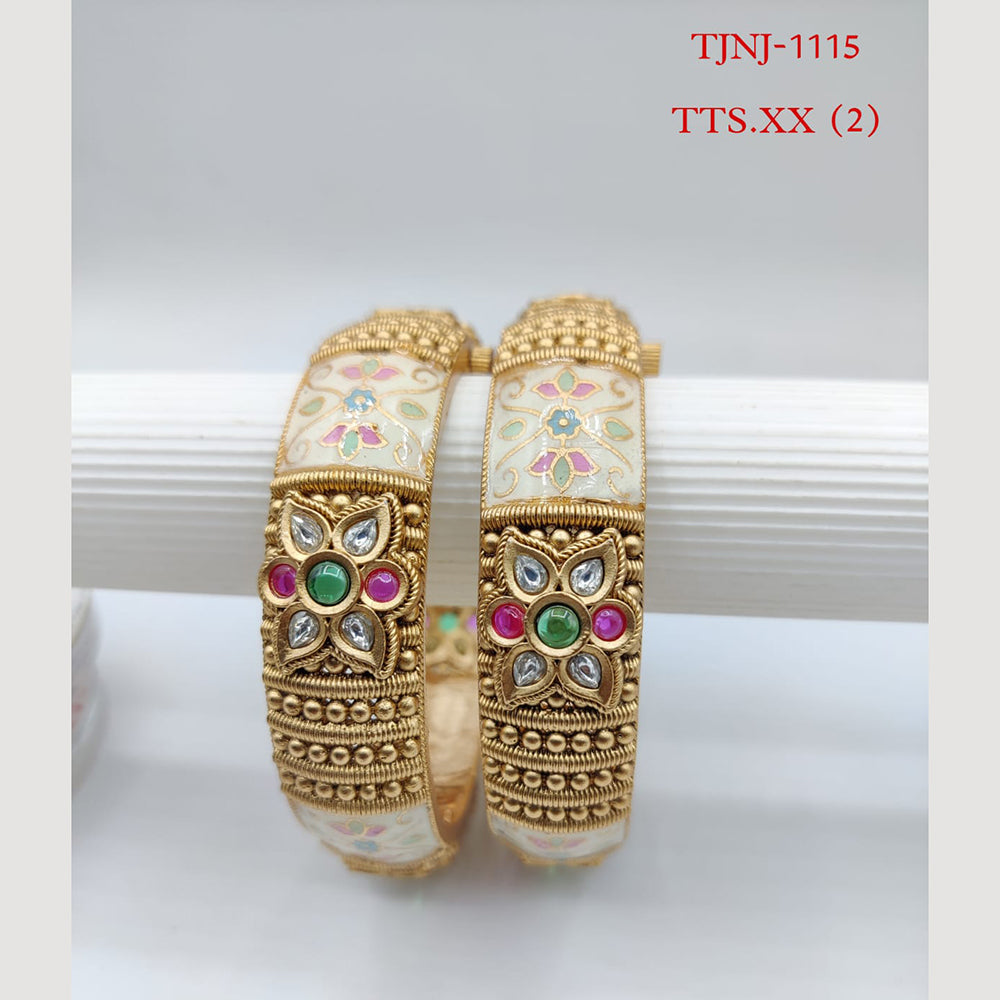 Choice Gold Plated Pota Stone Bangles Set