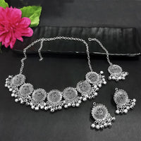 Kriaa Silver Plated Meenakari Necklace Set With Maang Tikka - 1116018A