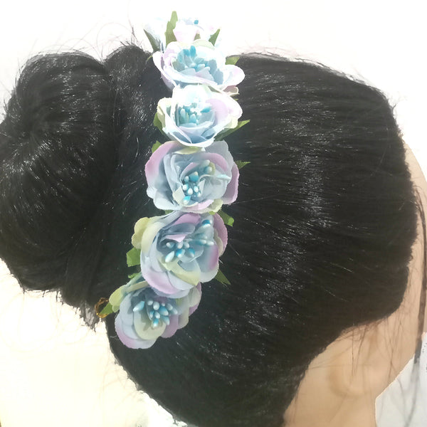 Kavyas Kreation Designer Floral Hair Brooch - 11191009BLU
