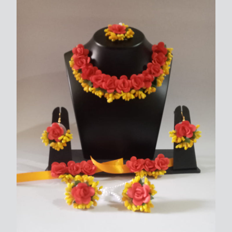Kavya's Kreation Flower Necklace Set for Haldi Ceremony / Baby Shower