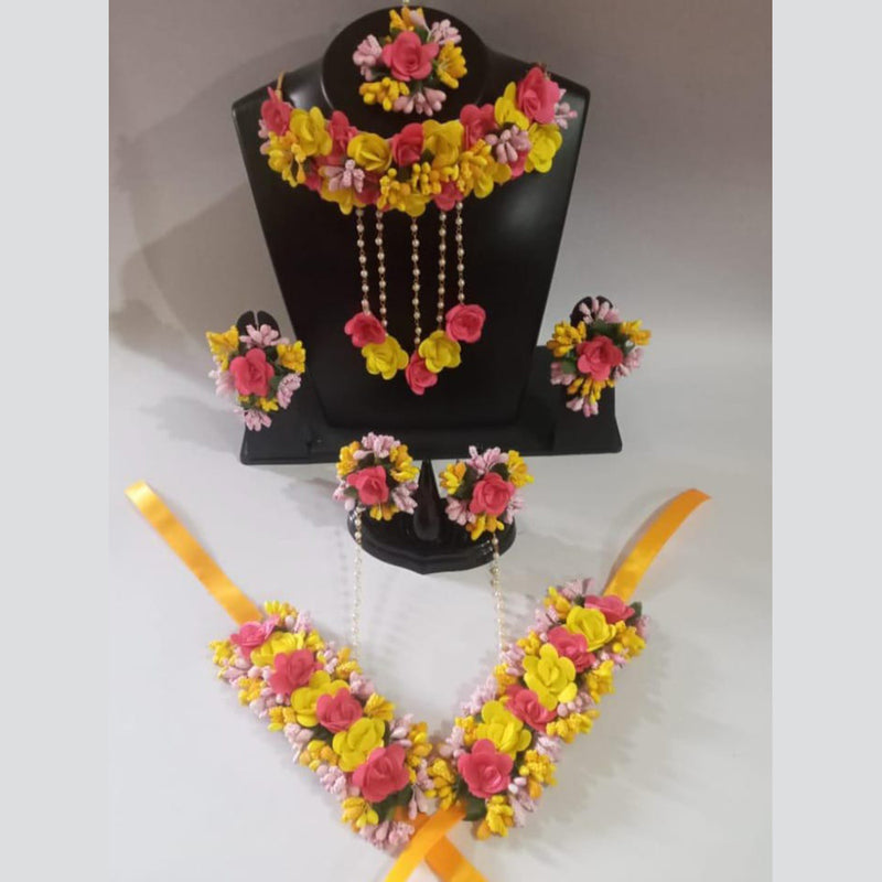 Kavya's Kreation Flower Necklace Set for Haldi Ceremony / Baby Shower