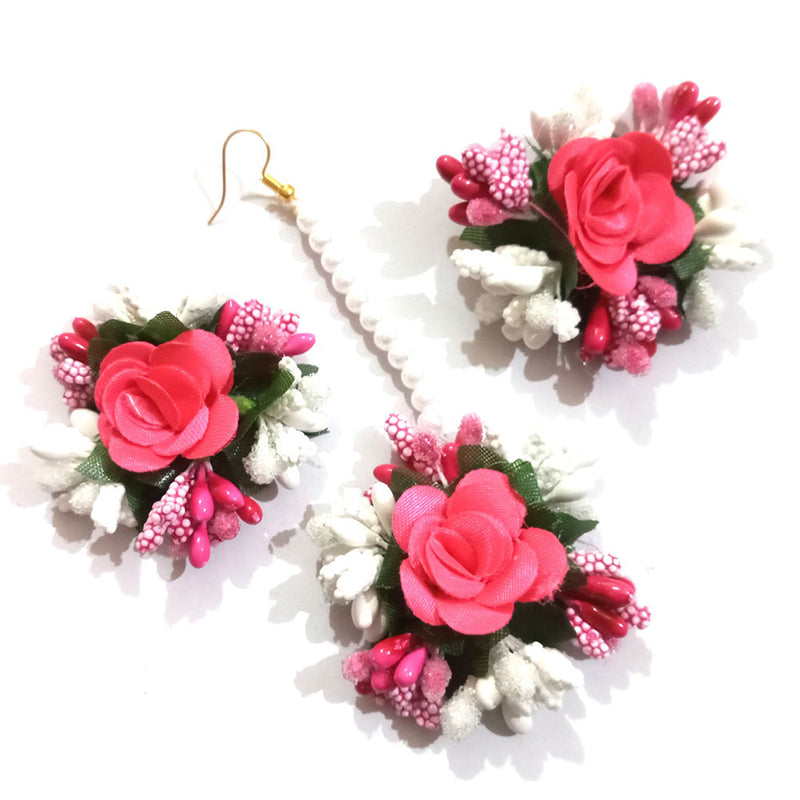 Kavyas Kreation Floral Earrings With Mangtikka