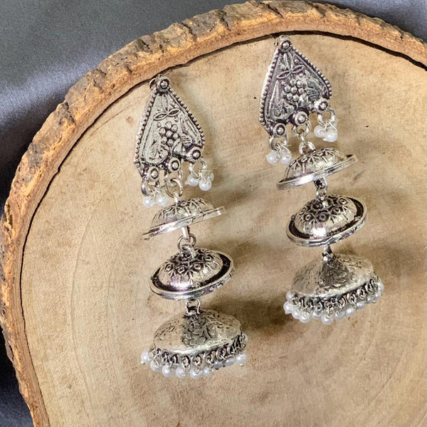 Deep Enterprises Oxidised Plated Jhumki Earrings (Assorted Colors)