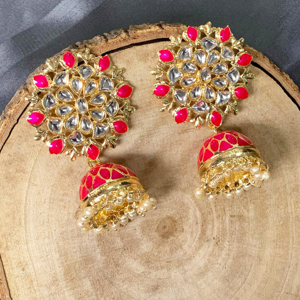 Deep Enterprises Gold Plated Jhumki Earrings (Assorted Colors)
