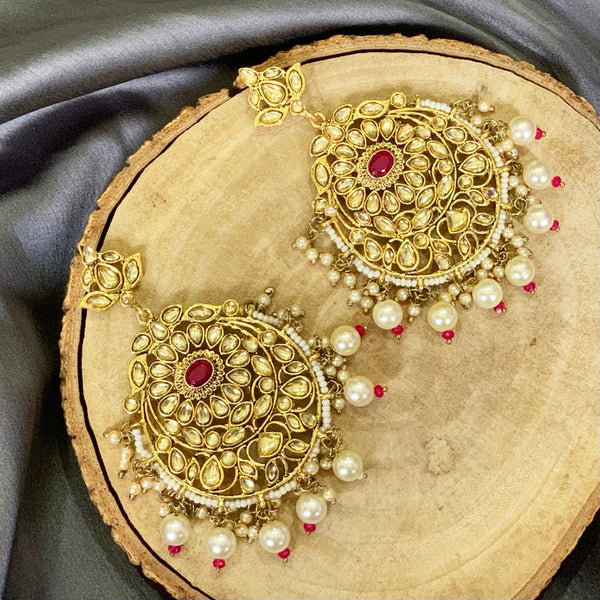 Deep Enterprises Gold Plated Kundan Dangler Earrings (Assorted Colors)